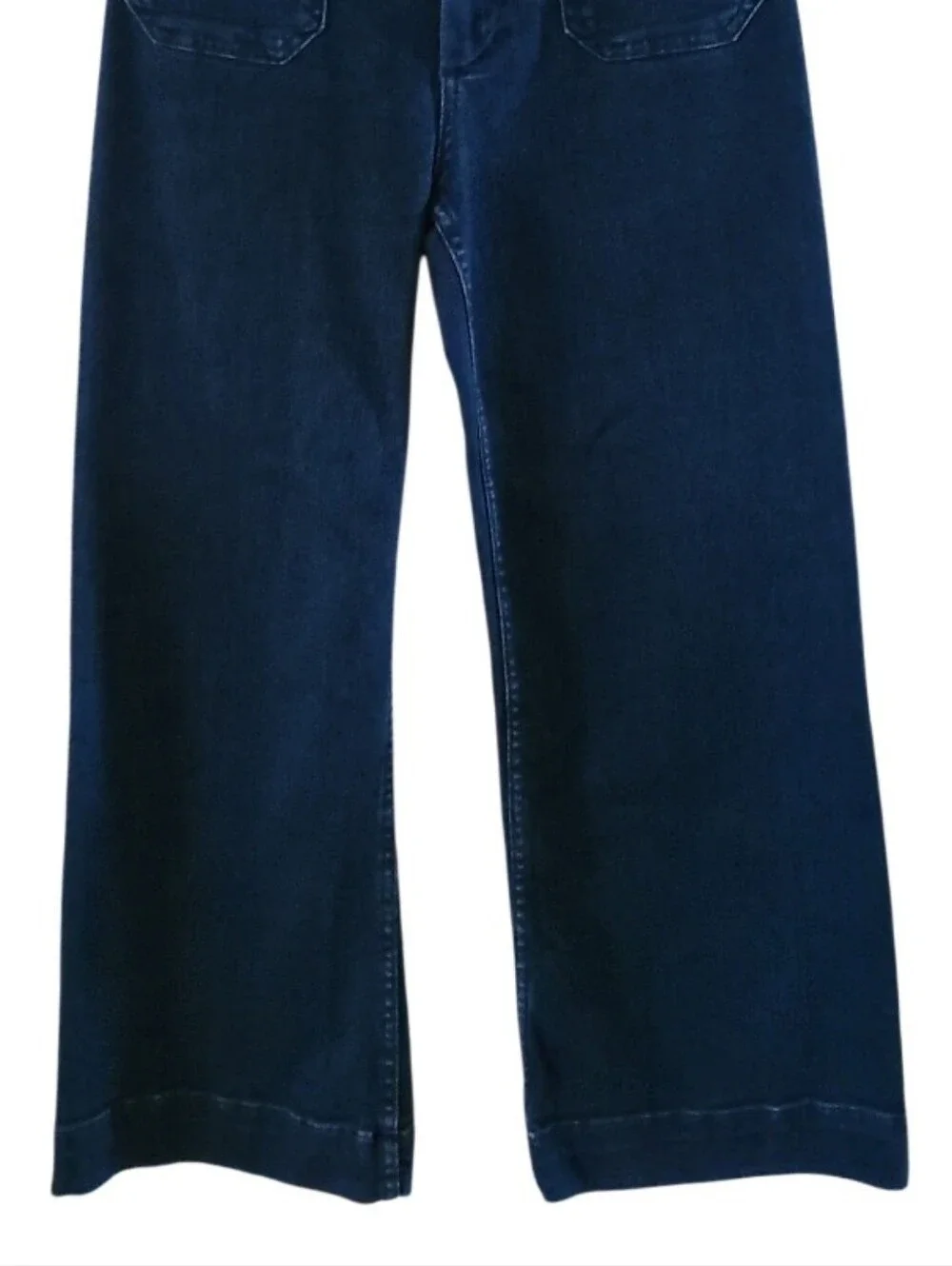 Maeve Anthroplogie The Colette Cropped Wide Leg Pants Jeans Dark Blue - Picture 8 of 16